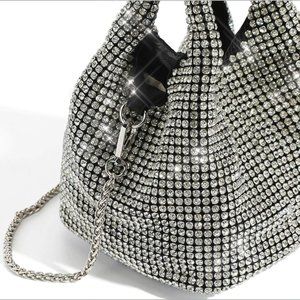 NWT Sparkling Bling SwarovskI Crystal Rhinestone Bucket Bag Shoulder Pur…